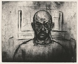 Artist: AMOR, Rick | Title: Self portrait. | Date: 1995 | Technique: etching, printed in black ink, from one plate