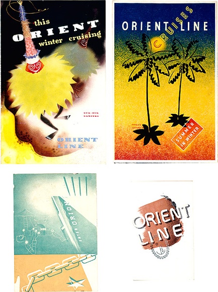 Title: b'Brochure: Orient Line Cruises. Summer in Winter. Cruise schedule.' | Date: c.1938 | Technique: b'letterpress, printed in colour' | Copyright: b'\xc2\xa9 A.M. Annand'