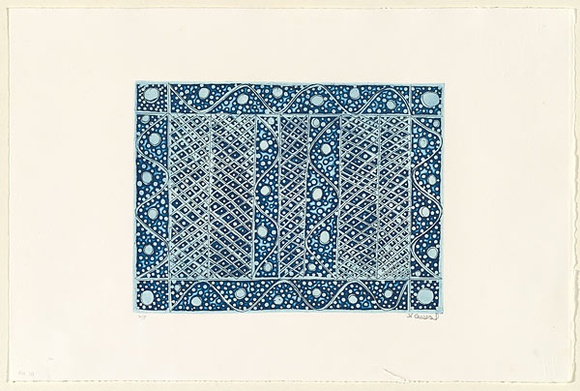 Artist: b'Austral, Nola.' | Title: b'Jilamarra design' | Date: 1999, November | Technique: b'etching, line-etching, sugar lift, and aquatint, printed in black ink, from one zinc plate'