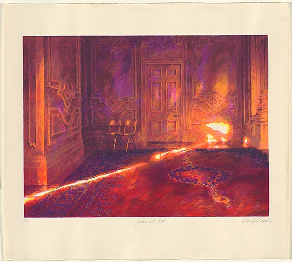 Artist: b'Green, Mike.' | Title: b'Room with red.' | Date: 1986 | Technique: b'screenprint, printed in colour, from 19 stencils'