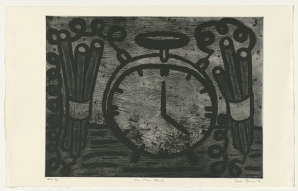 Artist: b'Bowen, Dean.' | Title: b'The time bomb' | Date: 1992 | Technique: b'etching, aquatint, scraping and burnishing, printed in black ink with plate-tone, from one plate'