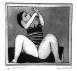 Artist: b'BALDESSIN, George' | Title: b'Performer.' | Date: 1973 | Technique: b'etching and aquatint, printed in black ink, from one plate'