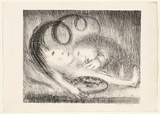 Artist: b'BOYD, Arthur' | Title: b'St Clare attending to St Francis.' | Date: (1965) | Technique: b'lithograph, printed in black ink, from one plate' | Copyright: b'Reproduced with permission of Bundanon Trust'