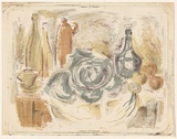Artist: MACQUEEN, Mary | Title: Still life with cabbage | Date: 1957 | Technique: lithograph, printed in colour, from multiple plates | Copyright: Courtesy Paulette Calhoun, for the estate of Mary Macqueen