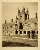 Artist: b'LINDSAY, Lionel' | Title: b'Great Tower, Sydney University' | Date: 1936 | Technique: b'etching, printed in brown ink with plate-tone, from one plate' | Copyright: b'Courtesy of the National Library of Australia'