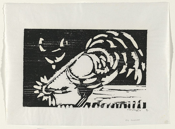 Artist: b'Grey-Smith, Guy' | Title: b'Big rooster' | Date: 1978 | Technique: b'woodcut, printed in black ink, from one block'