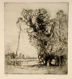 Artist: b'LONG, Sydney' | Title: b'On the Wandle' | Date: 1920 | Technique: b'line-etching and drypoint, printed in black ink, from one zinc plate' | Copyright: b'Reproduced with the kind permission of the Ophthalmic Research Institute of Australia'