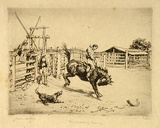 Artist: b'LINDSAY, Lionel' | Title: b'The little outlaw.' | Date: 1924 | Technique: b'etching, printed in black ink with plate-tone, from one plate' | Copyright: b'Courtesy of the National Library of Australia'