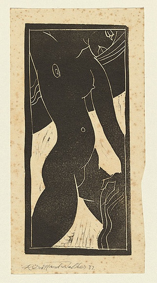 Artist: b'Walker, Ralph Trafford.' | Title: b'(Nude woman)' | Date: 1937 | Technique: b'linocut, printed in black ink, from one block'