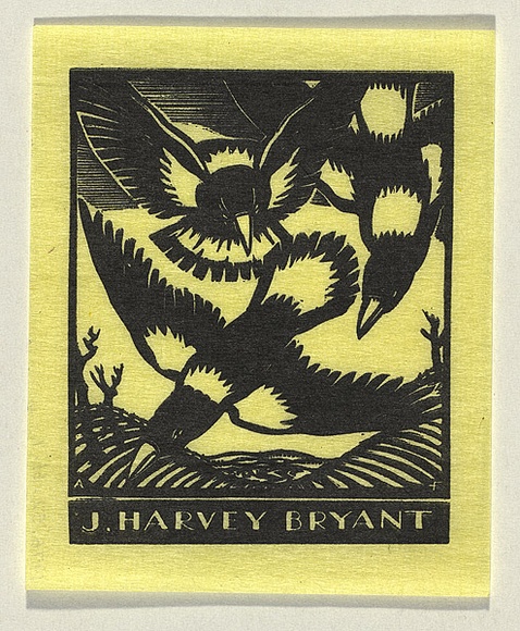 Artist: b'FEINT, Adrian' | Title: b'Bookplate: J. Harvey Bryant.' | Date: (1933) | Technique: b'wood-engraving, printed in black ink, from one block' | Copyright: b'Courtesy the Estate of Adrian Feint'