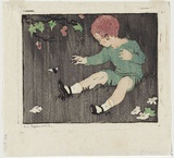 Artist: b'Spowers, Ethel.' | Title: b'The bee.' | Date: c.1925 | Technique: b'linocut, printed in colour in the Japanese manner, from multiple blocks'