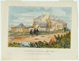 Artist: b'Russell, Robert.' | Title: b'Catholic Chapel (Hyde Park).' | Date: 1836 | Technique: b'lithograph, printed in black ink, from one stone; hand-coloured'