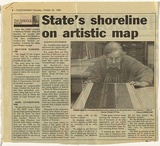 Title: Newspaper clipping from The Examiner: State's shoreline on artistic map | Date: 1998