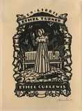 Artist: b'FEINT, Adrian' | Title: b'Bookplate: Ethel Turner, Ethel Curlewis.' | Date: (1935) | Technique: b'wood-engraving, printed in black ink, from one block' | Copyright: b'Courtesy the Estate of Adrian Feint'