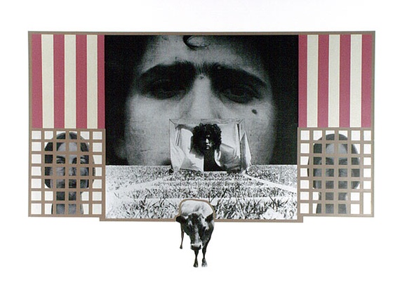 Artist: SHOMALY, Alberr | Title: Self portrait with a cow, II | Date: 1971 | Technique: screenprint, printed in colour, from multiple stencils
