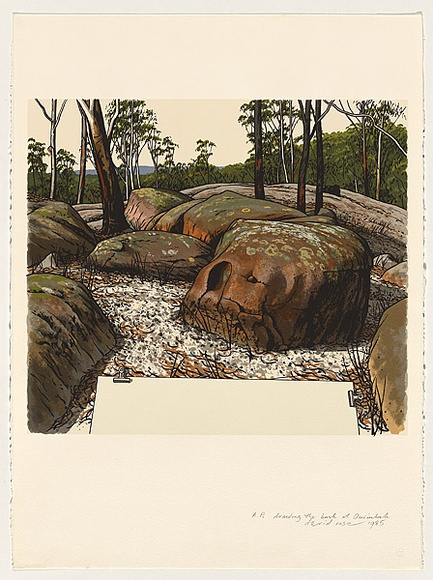 Artist: b'ROSE, David' | Title: b'Drawing the bush at Ourimbah' | Date: 1985 | Technique: b'screenprint, printed in colour, from multiple stencils'