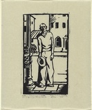 Artist: Hall, Oswald. | Title: Street singer, Victoria markets. | Date: 1935 | Technique: linocut, printed in black ink, from one block