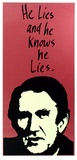 Artist: b'LITTLE, Colin' | Title: b'He lies and he knows he lies' | Date: 1981 | Technique: b'screenprint, printed in colour, from two stencils'