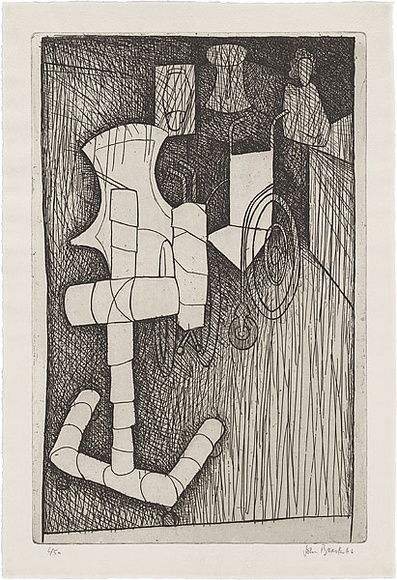 Artist: b'Brack, John.' | Title: b'The walking frame.' | Date: 1966 | Technique: b'etching, printed in black ink, from one plate' | Copyright: b'\xc2\xa9 Helen Brack'