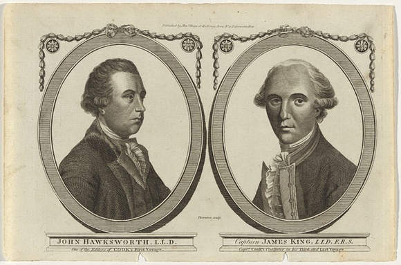Title: bJohn Hawksworth L.L.D. One of the editors of 'Cook's First Voyage'; Captain James King L.L.D. F.R.S. Captain Cook's co-adjutor in his third and last voyage | Date: c.1784 | Technique: b'engraving, printed in black ink, from one plate'