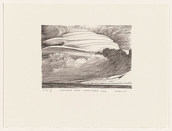 Artist: b'Elliott, Fred W.' | Title: b'Lenticular cloud, Heard Island, 1953' | Date: 1997, February | Technique: b'photo-lithograph, printed in black ink, from one stone' | Copyright: b'By courtesy of the artist'