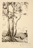 Artist: b'Herbert, Harold.' | Title: b'Greeting card: Saplings' | Date: c.1933 | Technique: b'lithograph, printed in black ink, from one stone'