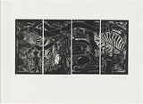 Artist: b'Meeks, Arone Raymond.' | Title: b'Laura dreaming' | Date: 1989 | Technique: b'linocut, printed in black ink, from four blocks'