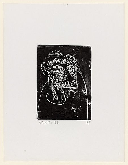 Title: b'Head 1' | Date: 1973 | Technique: b'woodcut, printed in black ink, from one masonite block'