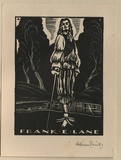 Artist: FEINT, Adrian | Title: Bookplate: Frank E. Lane. | Date: (1933) | Technique: wood-engraving, printed in black ink, from one block | Copyright: Courtesy the Estate of Adrian Feint