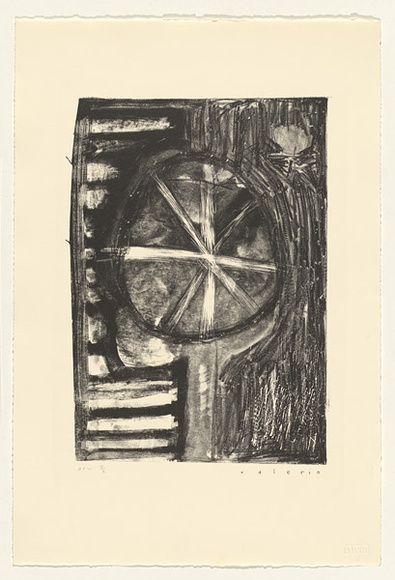 Artist: b'Ciccone, Valerio.' | Title: b'not titled [abstraction of wheel spokes]' | Date: c.1990 | Technique: b'lithograph, printed in black ink, from one stone'