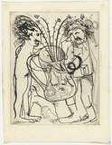 Artist: b'BOYD, Arthur' | Title: bPotter with ram's horns. | Date: (1968-69) | Technique: b'etching, printed in black ink, from one plate' | Copyright: b'Reproduced with permission of Bundanon Trust'