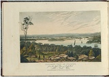 Artist: LYCETT, Joseph | Title: Distant view of Sydney, from the light house of South Head, New South Wales. | Date: 1825 | Technique: aquatint, etching, hand-coloured