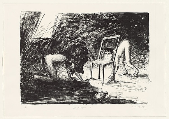 Artist: b'Unsworth, Ken.' | Title: b'Villa des vergesseurs II' | Date: 1987 | Technique: b'transfer-lithograph, printed in black ink, from one stone'