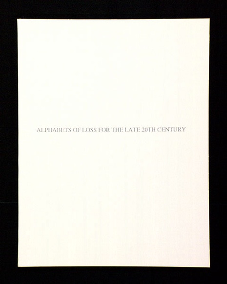 Artist: Fairskye, Merilyn. | Title: Alphabets of loss for the late 20th century 1991-1999: Arsenal Zone. | Date: 1991 | Technique: letterpress, photo-screenprint | Copyright: © Merilyn Fairskye