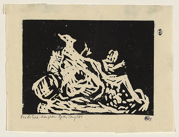 Artist: b'WILLIAMS, Fred' | Title: bFred's goddaughter, Beth Taylor | Date: 1950s | Technique: b'linocut, printed in black ink, from one block' | Copyright: b'\xc2\xa9 Fred Williams Estate'