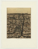 Artist: b'Larwill, David.' | Title: b'Balgo turnoff' | Date: 1990 | Technique: b'etching, printed in colour, from two plates'