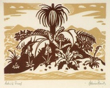 Artist: FEINT, Adrian | Title: (Tropical plants). | Technique: linocut, printed in colour, from multiple blocks | Copyright: Courtesy the Estate of Adrian Feint