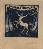 Artist: FEINT, Adrian | Title: Bookplate: Dorothea Mackellar. | Date: (1927) | Technique: wood-engraving, printed in colour, from two blocks in light and dark blue inks | Copyright: Courtesy the Estate of Adrian Feint