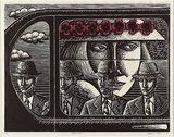 Artist: b'Klein, Deborah.' | Title: b'Reflections' | Date: 1996 | Technique: b'linocut, printed in black ink, from one block; hand-coloured'