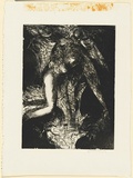Artist: b'BOYD, Arthur' | Title: b'Kneeling nude with beast I.' | Date: (1962-63) | Technique: b'etching and aquatint, printed in black ink, from one plate' | Copyright: b'Reproduced with permission of Bundanon Trust'