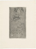 Artist: b'WALKER, Murray' | Title: b'Mary Anne, cosmetiques and pins.' | Date: 1972 | Technique: b'softground-etching, printed in black ink, from one plate'