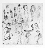 Artist: SHEARER, Mitzi | Title: Shapes, figures and ideas 1 | Date: 1981 | Technique: etching, printed in black, with plate-tone, from one plate