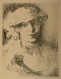 Artist: b'Evergood, Miles.' | Title: b'Penseroso (Polly).' | Date: c.1924 | Technique: b'lithograph, printed in black ink, from one stone [or plate]'