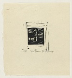 Artist: b'AMOR, Rick' | Title: b'The tower.' | Date: 1988 | Technique: b'linocut, printed in black ink, from one block'