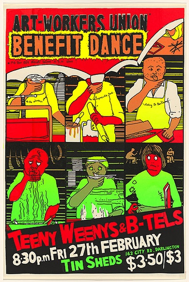 Artist: b'Lane, Leonie.' | Title: b'Artworkers Union Benefit Dance.' | Date: 1980 | Technique: b'screenprint, printed in colour, from four stencils' | Copyright: b'\xc2\xa9 Leonie Lane'