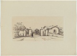 Artist: b'Martens, Conrad.' | Title: b'The Lower Lodge, Domain.' | Date: 1850-59 | Technique: b'lithograph, printed in black ink, from one stone; hand-coloured'