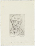 Artist: SHARP, James | Title: Self-portrait | Date: 1965 | Technique: drypoint, printed in black ink, from one plate | Copyright: © Estate of James Sharp