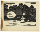 Artist: b'Thorpe, Lesbia.' | Title: b'Blenheim Bridge' | Technique: b'linocut, printed in black ink, from one block'