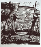 Artist: b'Mourtzios, Debbie.' | Title: b'Prahran, skate' | Date: 1998, June | Technique: b'linocut, printed in black ink, from one block' | Copyright: b'\xc2\xa9 Debbie Mourtzios'