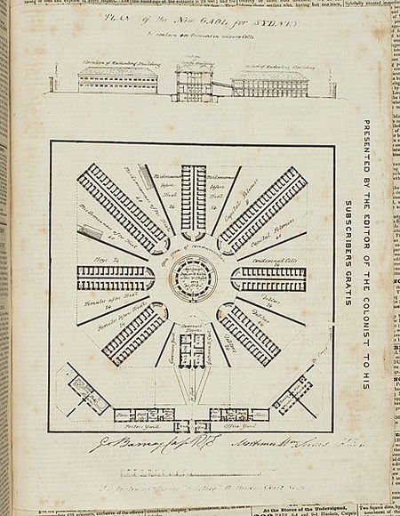 Title: b'Plan of the new gaol for Sydney' | Date: 1835-1836 | Technique: b'lithograph, printed in black ink, from one stone'